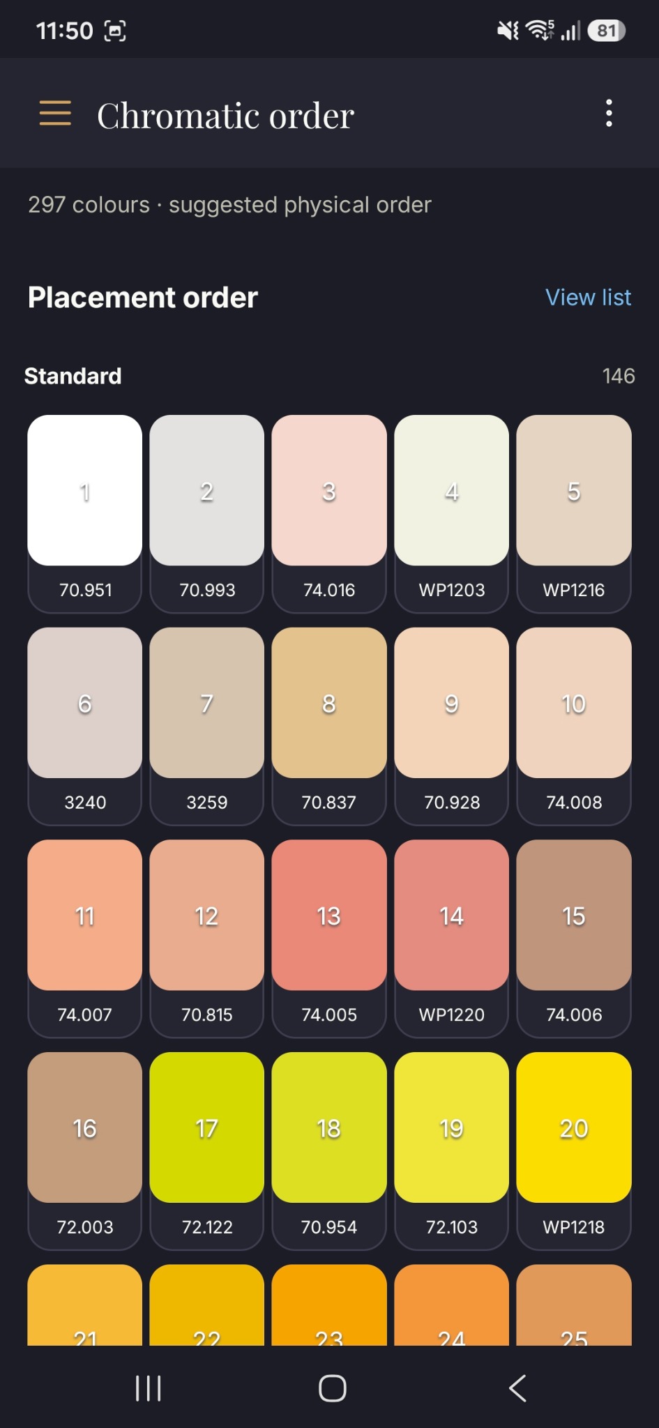 Chromatica chromatic order screen